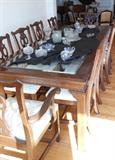Ethan Allen Dining Table with 2 Arm Chairs and 8 Side Chairs