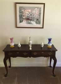 Console table , collectibles 