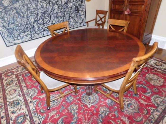 This gorgeous table was hand made in Italy. I meant to picture the base as it is incredibly beautiful. The 6 six are also very nice.  