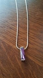 sterling and amethyst chain and pendant