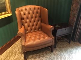 High end leather wingback chair