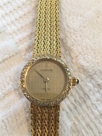 18k Gold & Diamond Corum Ladies Watch, Solid heavy 18k band, beautiful with sapphire crown!!!
