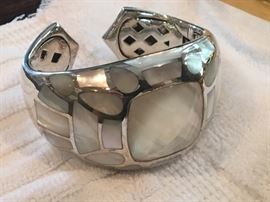 Huge Opal and Sterling Silver Ladies Bracelet, Very Heavy!!