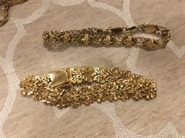 solid 14k gold ladies bracelets, beautiful custom made pieces