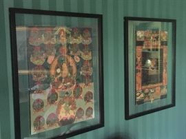 Early  Tibetan Thangka's, possibly 18th century or earlier, hand colored and finally detailed!! 
A must see pair!!