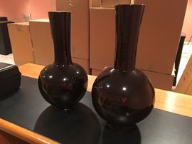 Large Italian hand made vases, signed and numbered, 28 inches in height each!!