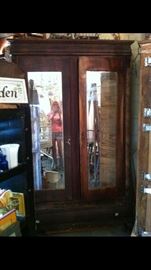 Beautiful Empire Flame Mahogany Armoire with Berl Walnut Lining 