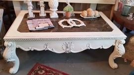 Marble Top, Ornate Coffee Table