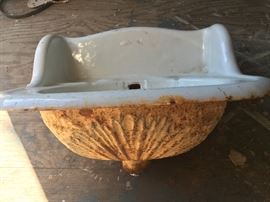 Unique Ornate Cast Iron Porcelain Sink