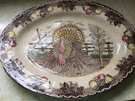 Rare Ironstone Turkey Platter
  KIng Tom - Hand Painted      Underglaze