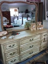 Gorgeous Faux Finished Dresser with Large Mirror
