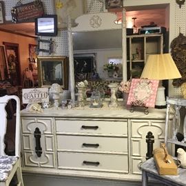 Pretty Large Dresser with 9 Drawers
    & Tall Mirror