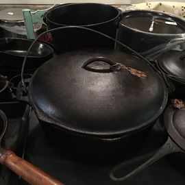 Large Collection of Cast Iron Pots
     & Other Pots
    