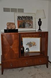 Cherry Ethan Allan entertainment unit with 3 drawers and inside shelving cabinet