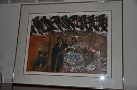 "Dannes des Hommes" (Dancing Men) by Theo Tobaisse  1966.  Pencil signed and numbered 125/135.  32 x 26