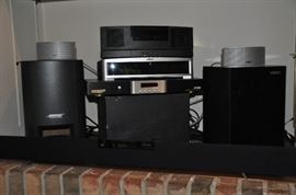 Bose Wave Radio, Bose 321 GS Series II DVD/CD/receiver, 3 piece speaker set and Vizio sound bar and speaker set