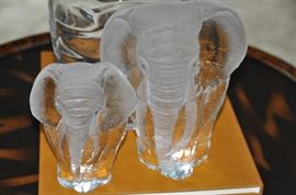 Additional elephant crystal sculptures by Mats Jonasson.  6" x 4.5" and 8" x 6.25"