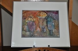 "Umbrella Kids" by Hazel Palmer.  19 x 16