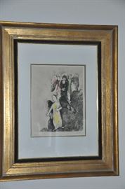 Spectacular signed and numbered Marc Chaggall, "Abraham Approaching Sodom with 3 Angels"