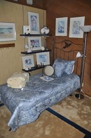 Adorable Girls bedroom with wonderful wrought iron angel design twin Headboard 