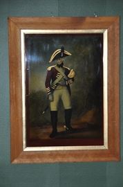 An amazing collection of Revolutionary war military figures on reverse painted glass