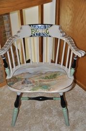 Hand painted Hitchcock spindle chair for Northern Pacific Railroad