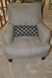 Oversized comfy reading chair in hound's tooth upholstery by Lee Industries, made in USA.  32"H x 32"W x 42"D (2 available)