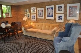 Charming lower level filled with wonderful art by Mary Linn Benning.