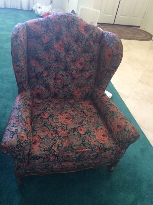 Floral / Wood Arm Chair