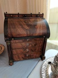 Miniature desk-form jewelry cabinet 