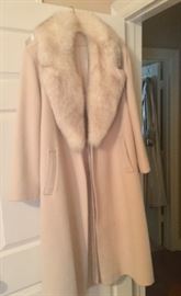 Cream coat with fur collar