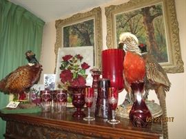 Ruby Red Glassware, Art work, Taxidermy