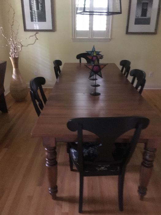 Dining room table + 6 chairs custom finished seating by Ethan Allen