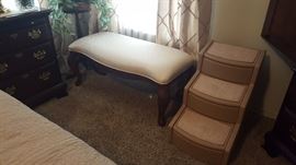 Bedroom Bench, Thomas Kincaid Nightstand doggie step not for sale