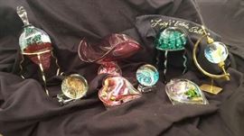 Paper Weight, Perfume Bottle, Heart, Enclosed Orchid with Vase, Prestige Glass Paper Weights