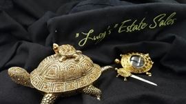 Cast Iron Turtle with Mini Magnifying Glass and Letter Opener