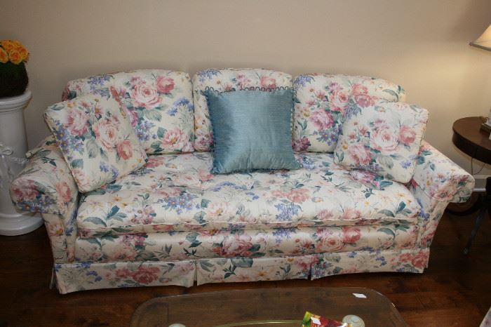 Floral Chintz Sofa with Continental Seat Cushion