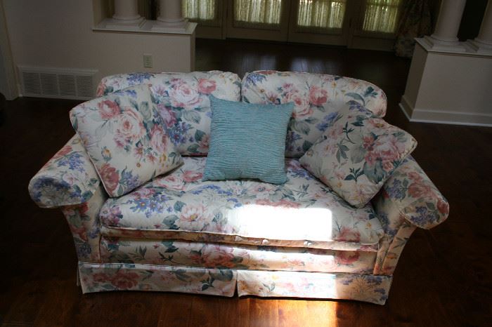 Floral Chintz Love Seat with Continental Seat Cushion