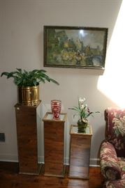 Set of 3 Mirrored Stands, Retro Holland Print