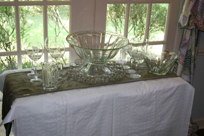 Glassware & Crystal Stemware, Pitcher, Punch Bowl, Serving Bowl