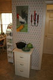 Griswold Tite-Top Baster from the early 1920s, Primitive Kitchen Cabinet, Rooster Painting