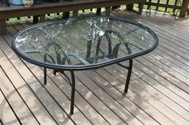 Large Glass Top Table - umbrella compatible