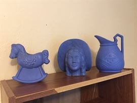 Blue Niloak Rocking Horse, Souther Belle Head and Water Pitcher