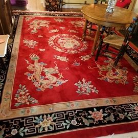 Red Chinese room-size rug, approximately 10' x 14'