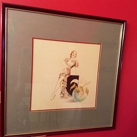 Vargas-style girl original watercolor signed W. Kreuter