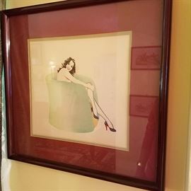 Vargas-style girl original watercolor artwork signed W. Kreuter