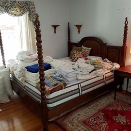 King four-poster bed, complete.