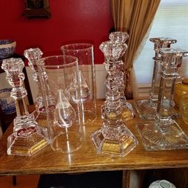 Crystal candlesticks including Tiffany & Co, and Henry Ford Museum reproductions