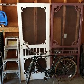 Newer Victorian style screen doors, Bike, etc.