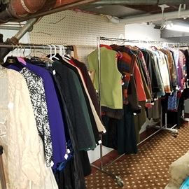 Women's clothing...racks of it in two rooms